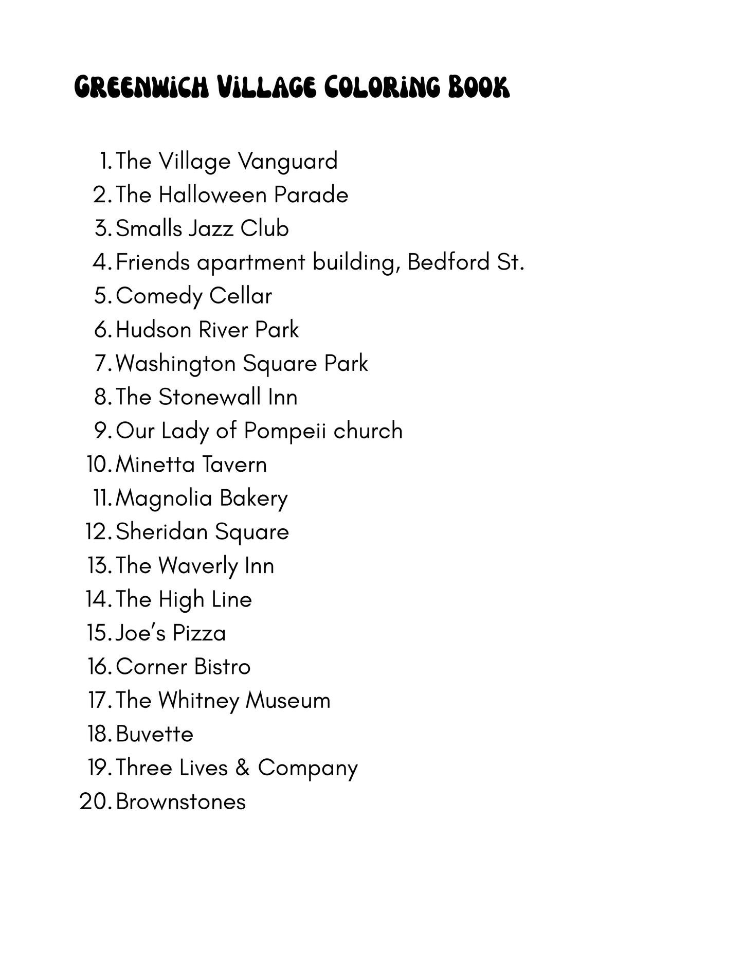 Greenwich Village Coloring Book