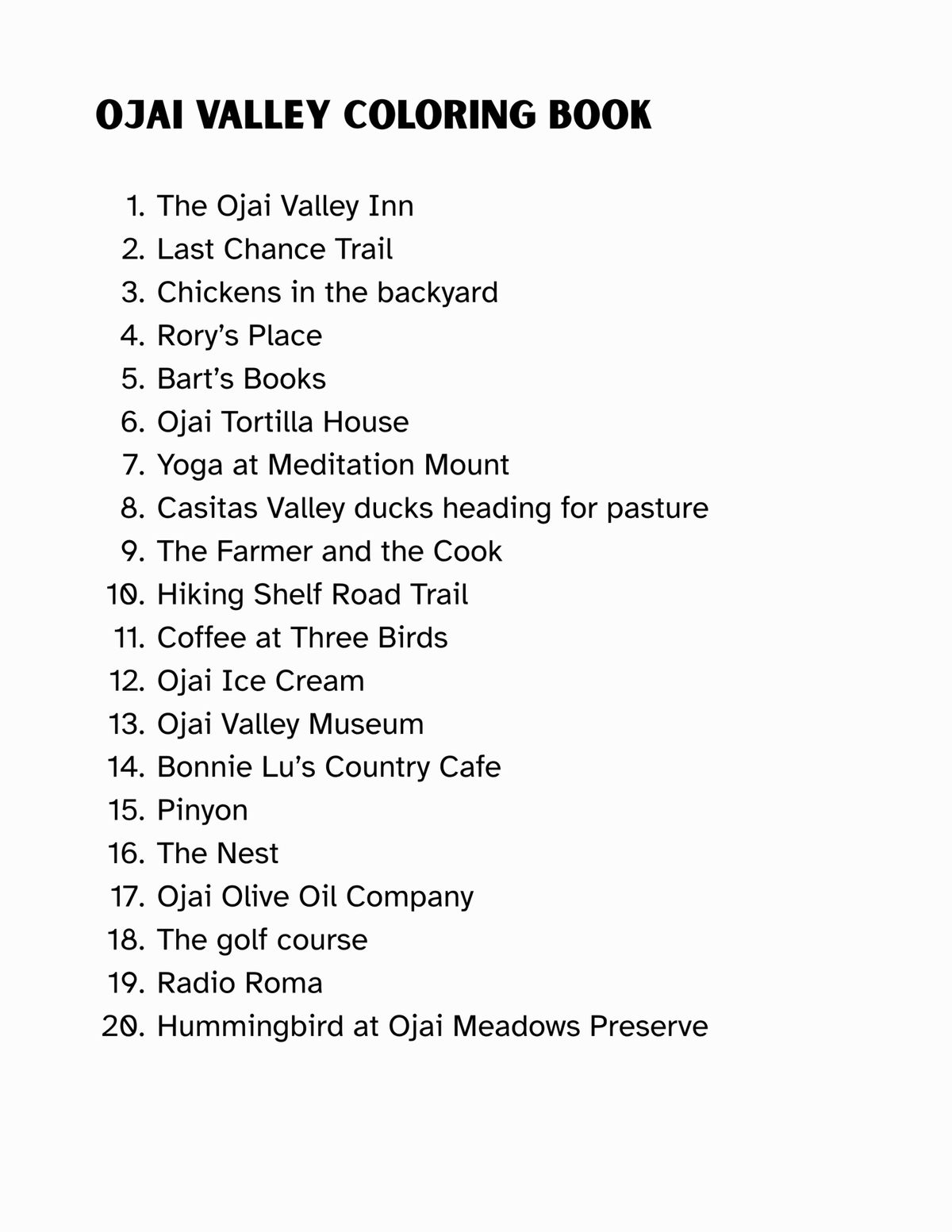 Ojai Valley Coloring Book - Local Color Shop -