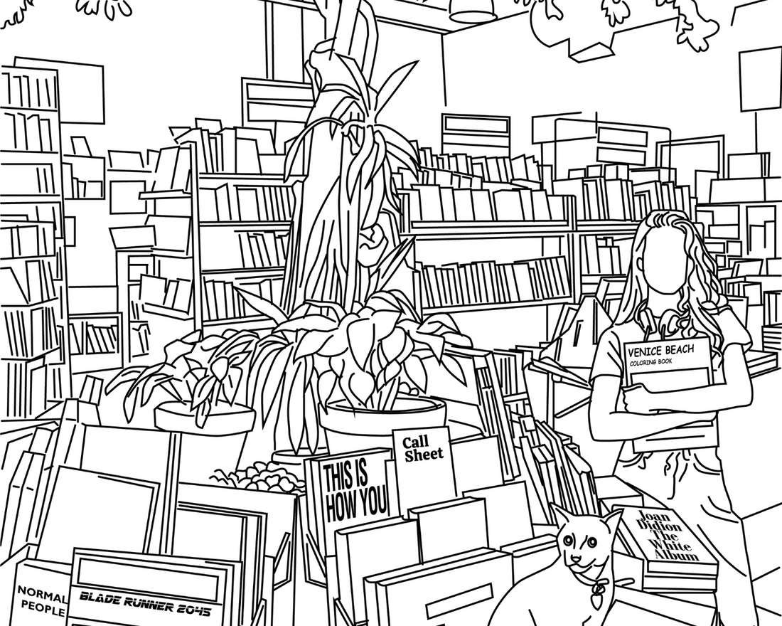 Skylight Books in Los Feliz: A Cozy Coloring Page for Book Lovers &amp; Dreamers