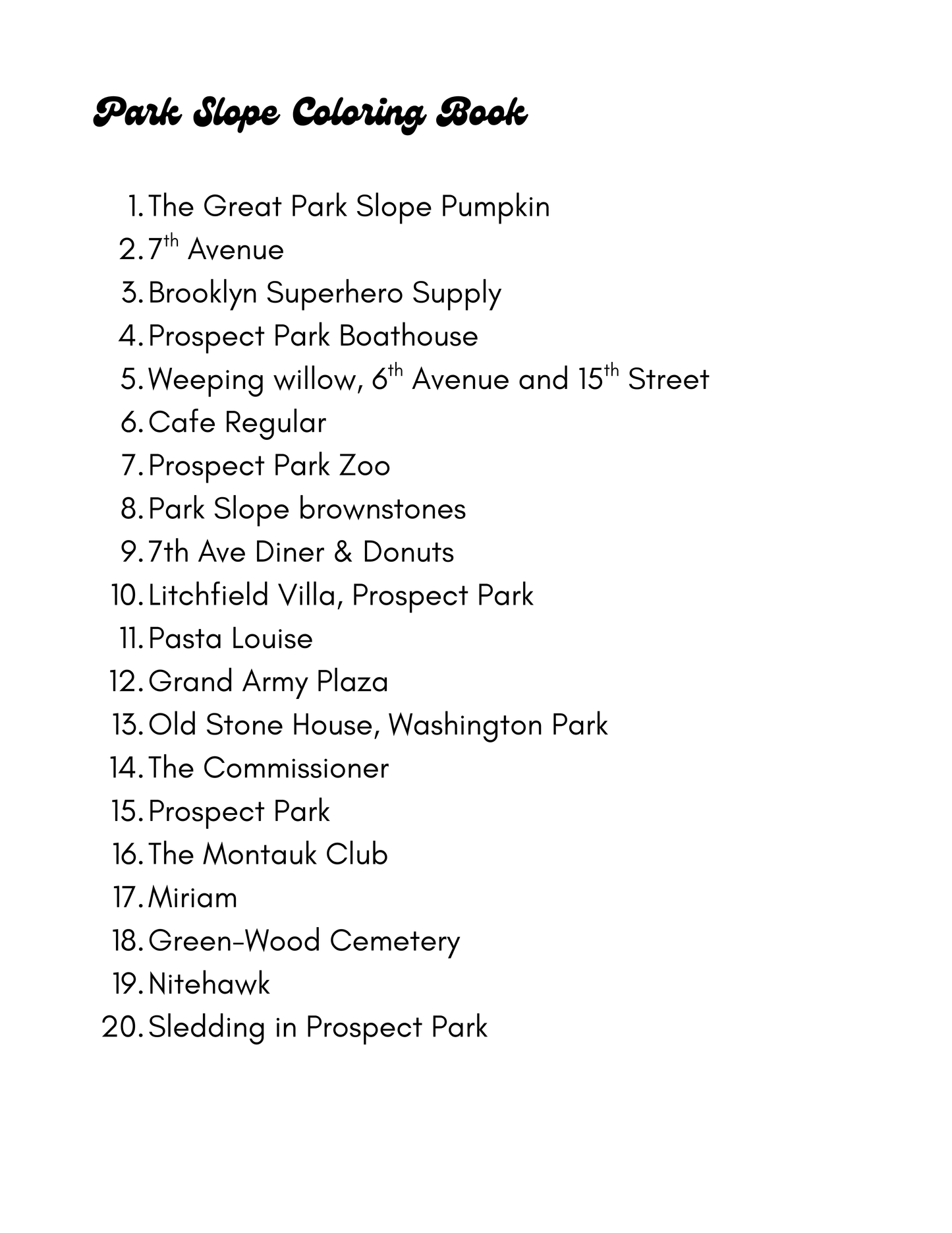 Park Slope Coloring Book
