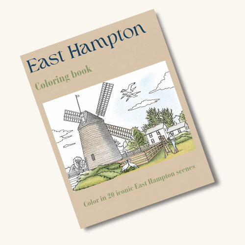 East Hampton Coloring Book cover featuring the Hook Windmill