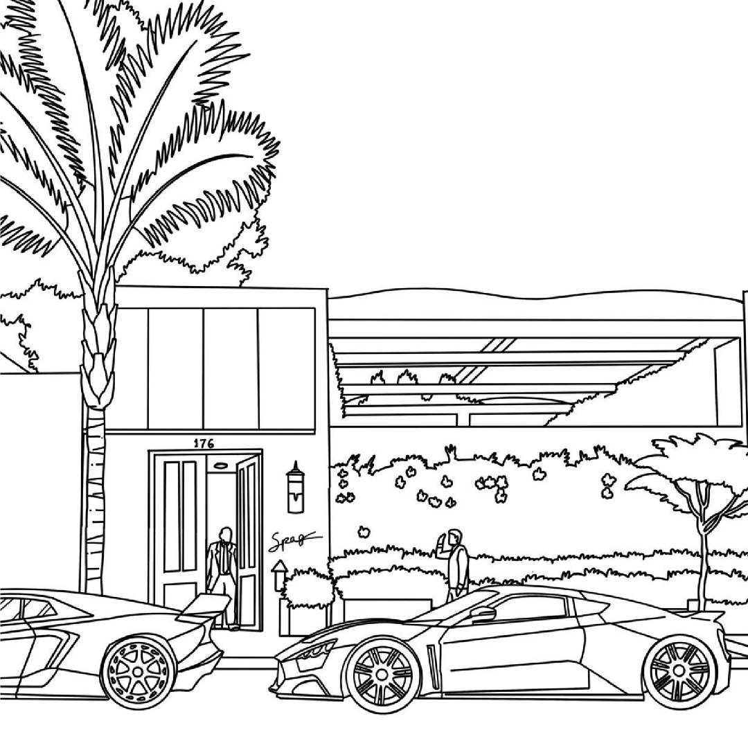 Exterior shot of Spago in Beverly Hills, LA