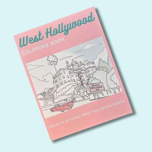 WeHo coloring book cover against a blue background