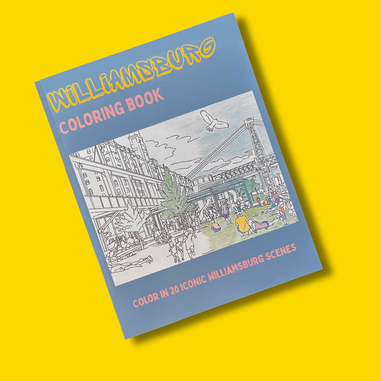 W'Burg coloring book cover against yellow background