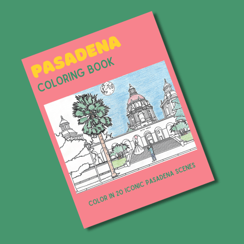 Pasadena Coloring Book cover against a green background